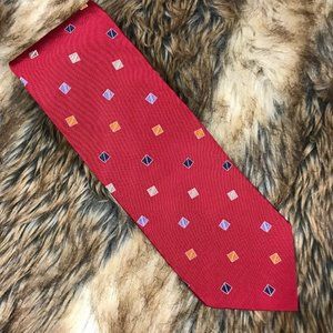 Jos. A. Bank Deep Red Squares Silk Tie Made in the USA